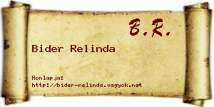 Bider Relinda névjegykártya